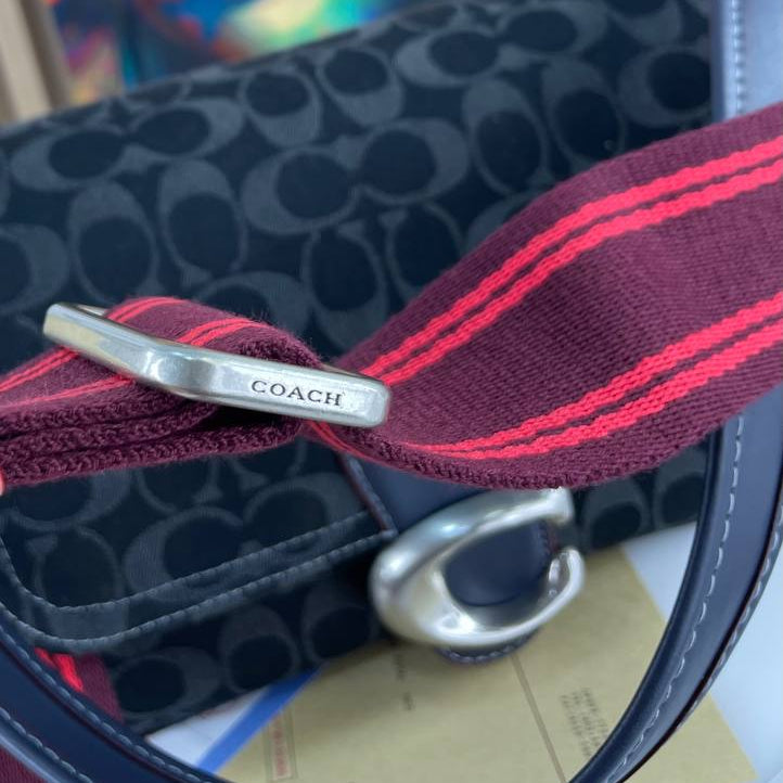 Coach Signature Monogram Shoulder Bag in Blue Denim