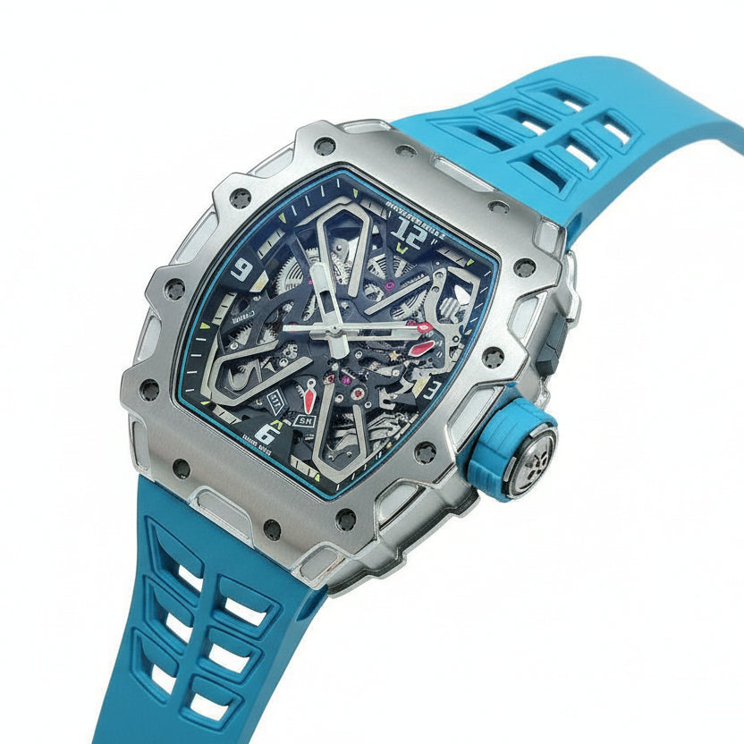 Richard Mille Automatic: Blue, Red & Black Accent Watch ⌚🔵🔴