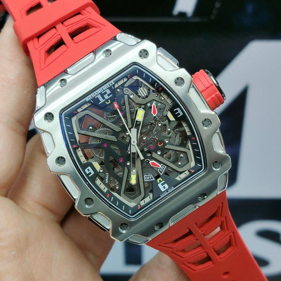 Richard Mille Automatic: Blue, Red & Black Accent Watch ⌚🔵🔴