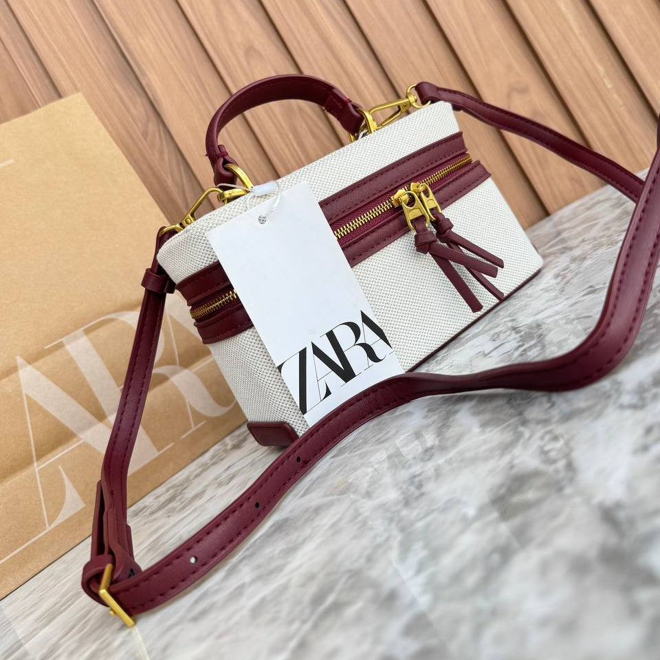ZARA Chic Top Handle Bag 👜 in Burgundy ❤️