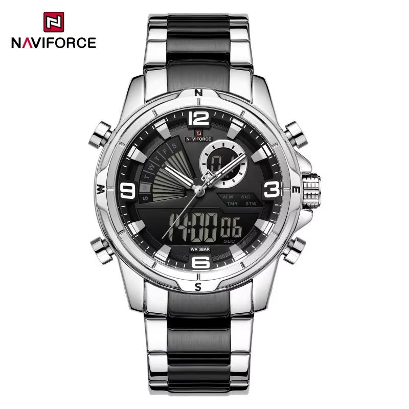 NAVIFORCE Dual Display Stainless Steel Sport Watch