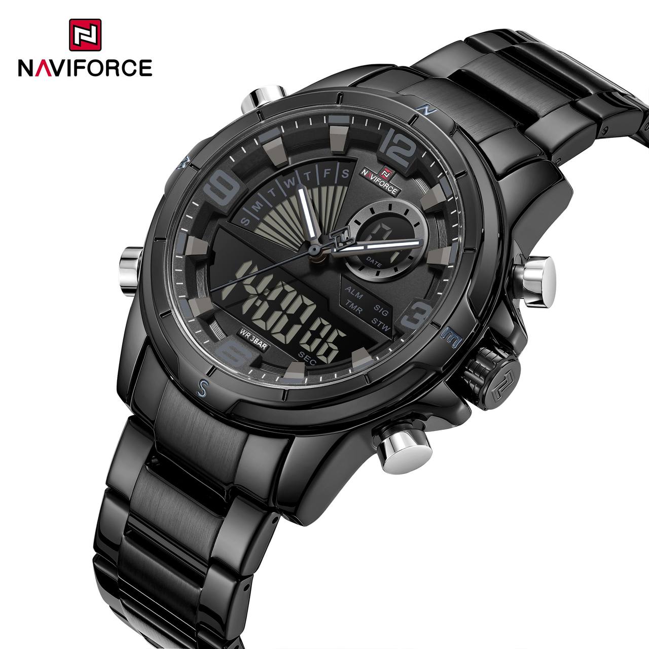 NAVIFORCE Dual Display Stainless Steel Sport Watch