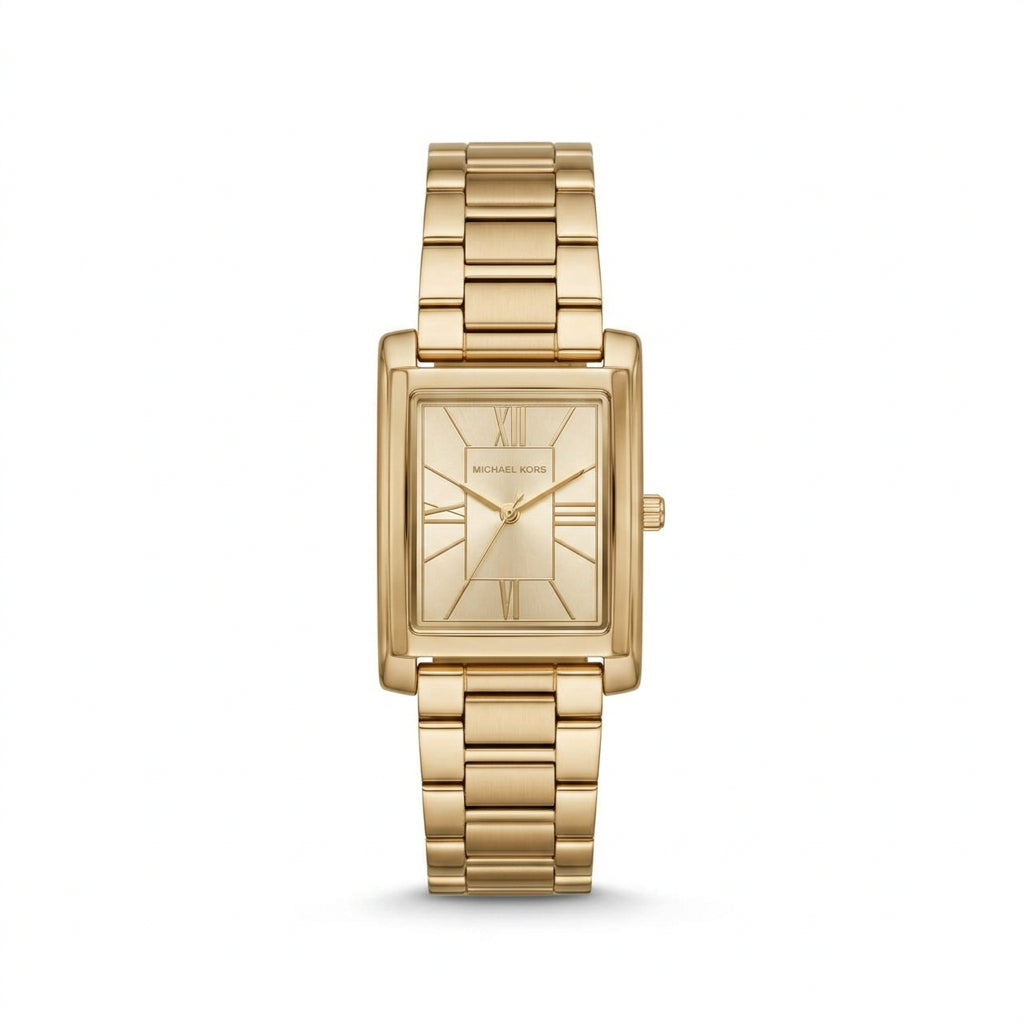 Michael Kors Rectangular Gold Tone Stainless Steel Watch