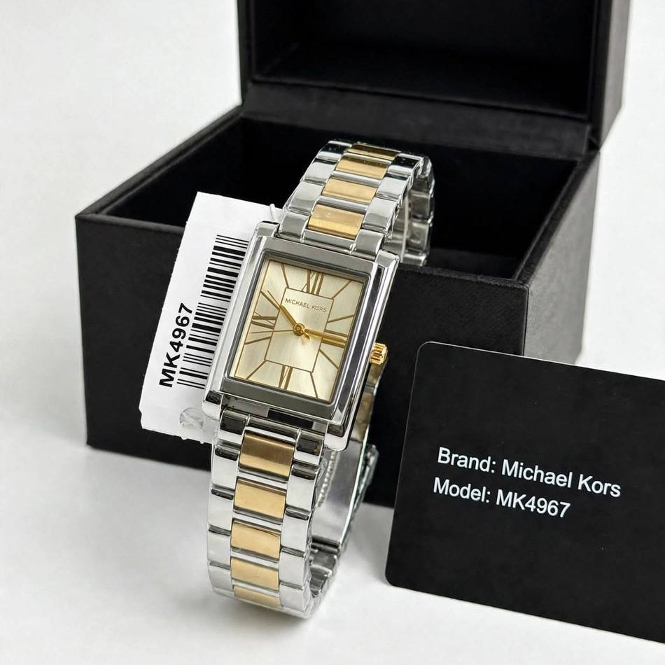 Michael Kors Rectangular Gold Tone Stainless Steel Watch