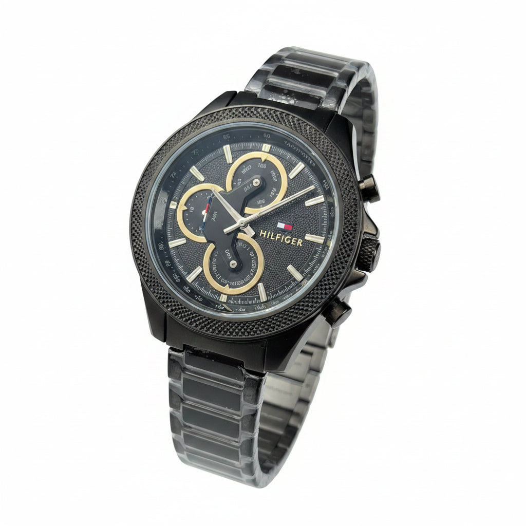 Tommy Hilfiger: Black, Green & Blue Men's Watch ⌚🖤💙