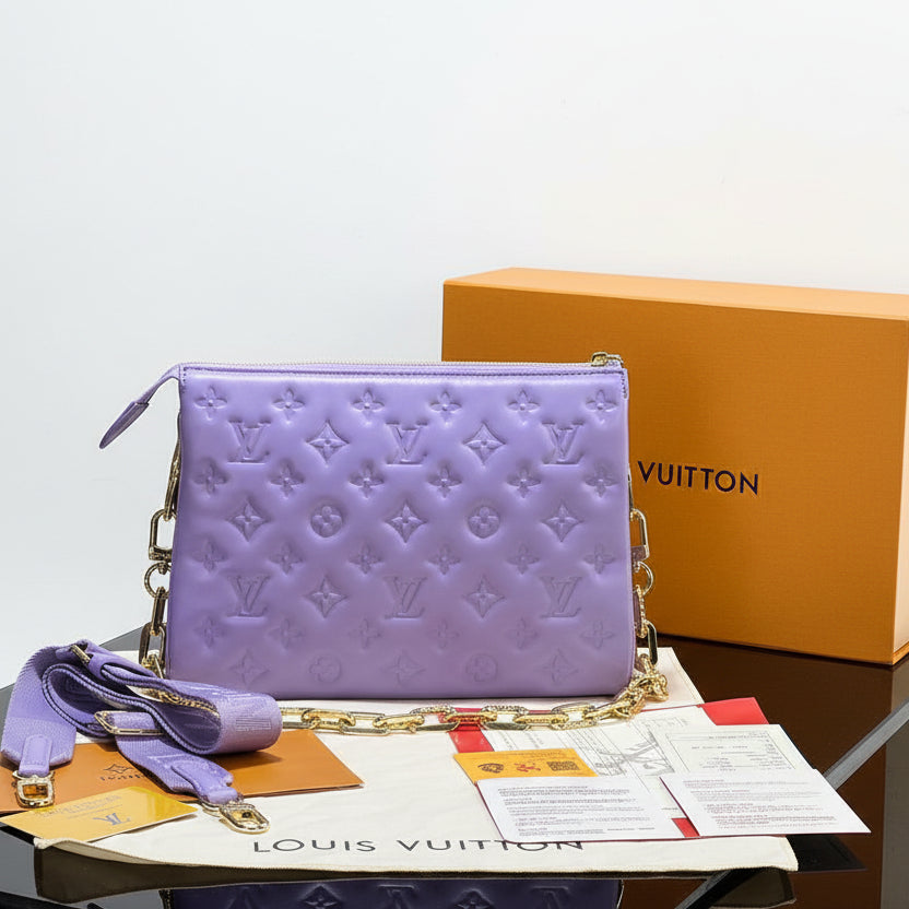 Louis Vuitton Coussin PM Monogram Embossed Lambskin in Lilac 💜👜✨