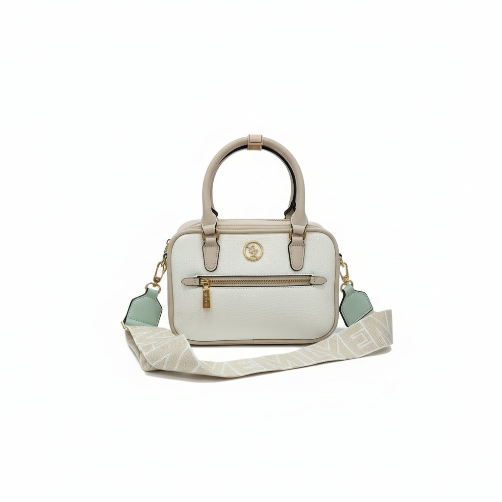 BURBERRY Mirror Bag: White & Black Leather Canvas Tote 👜🖤🤍