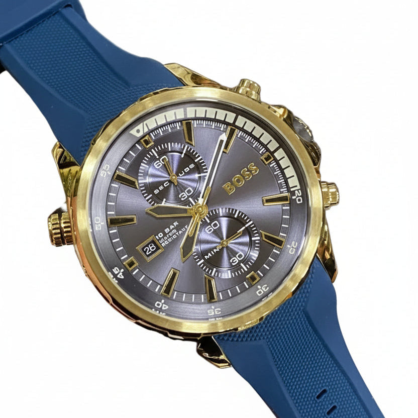 BOSS Gold and Blue Chronograph Sport Watch ⌚✨💙