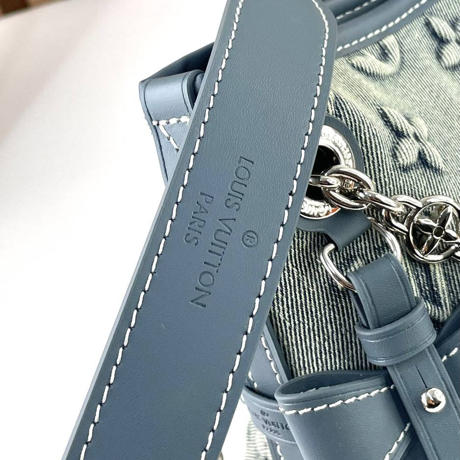 Louis Vuitton Denim Monogram Shoulder Bag with Bow Detail