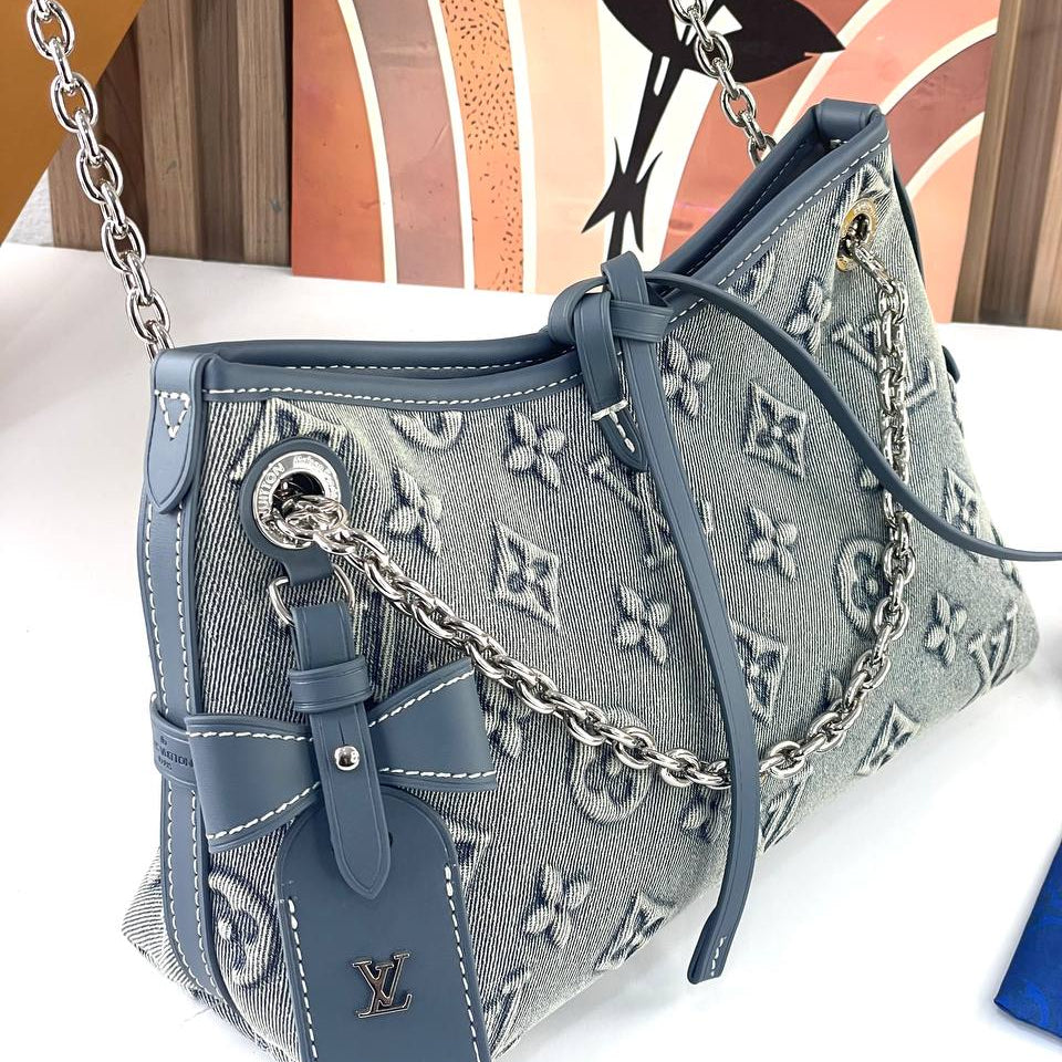 Louis Vuitton Denim Monogram Shoulder Bag with Bow Detail
