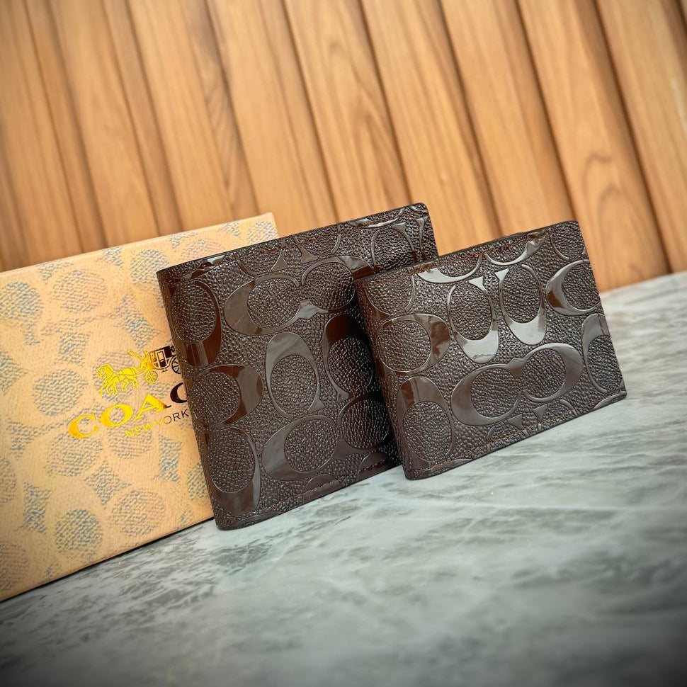 Coach Signature Embossed Leather Wallet & Card Holder Set 💼🖤✨
