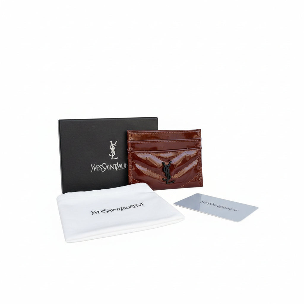 Y.S.L Burgundy Card Holder 🍷 Chic Wallet ⚜️