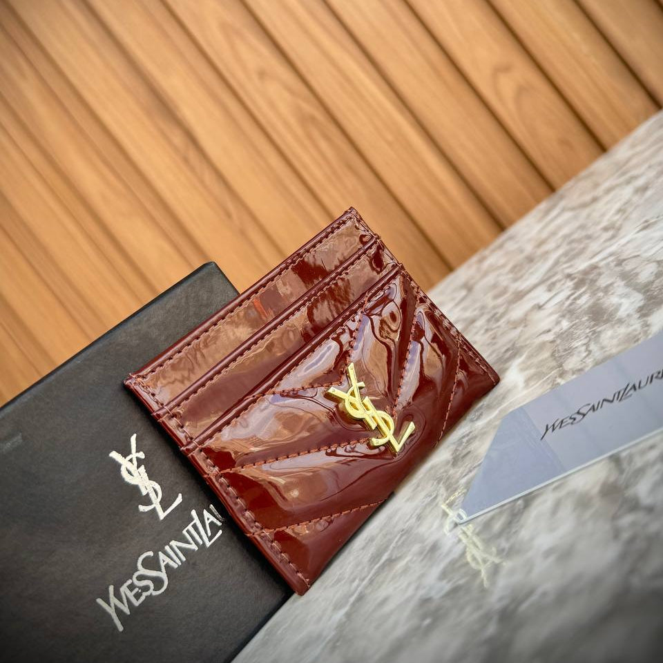 Y.S.L Burgundy Card Holder 🍷 Chic Wallet ⚜️