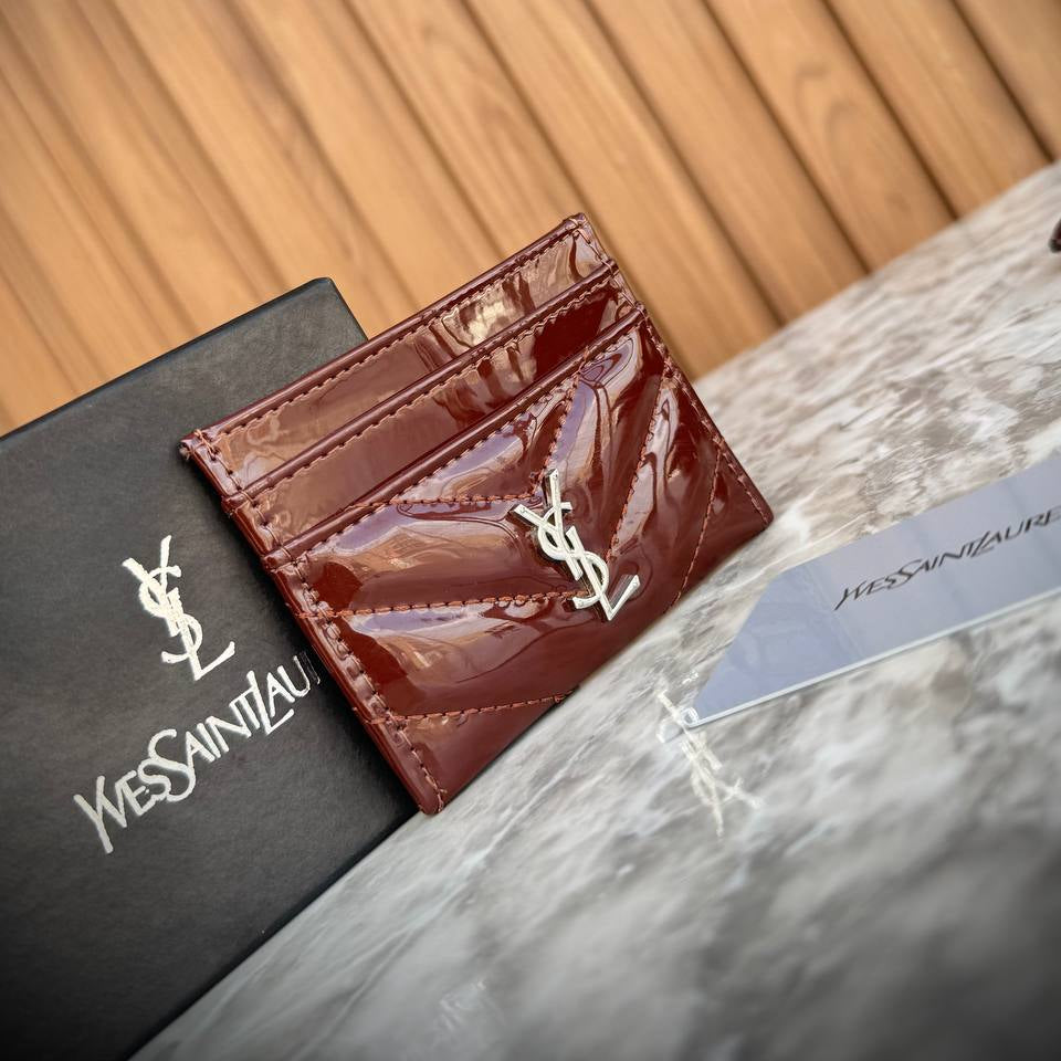 Y.S.L Burgundy Card Holder 🍷 Chic Wallet ⚜️