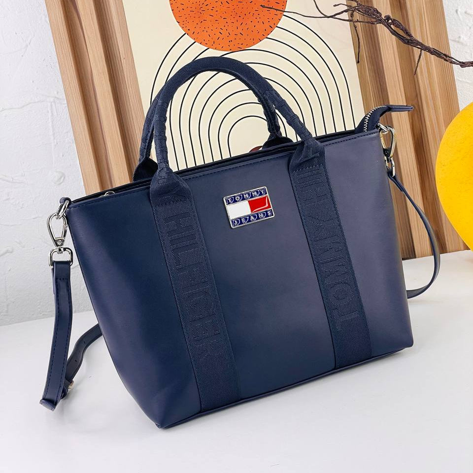 TOMMY: Color Block Tote Bag 👜 in White, Brown, Navy, Black 🖤