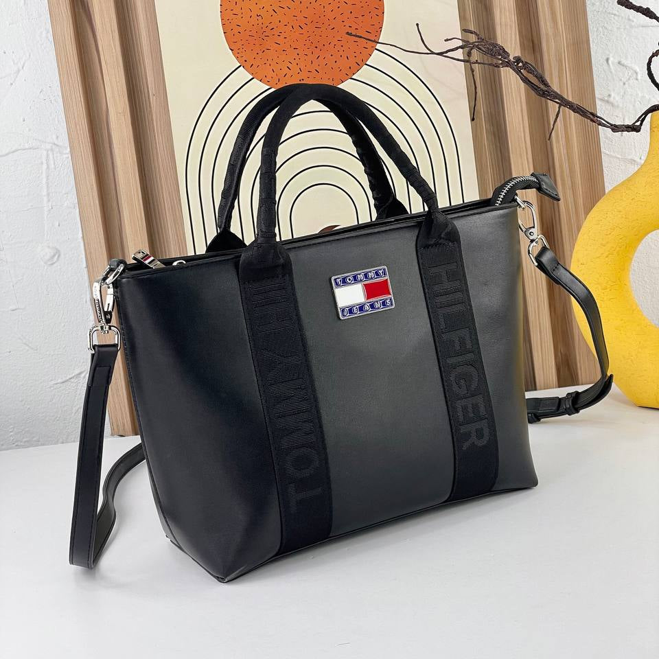 TOMMY: Color Block Tote Bag 👜 in White, Brown, Navy, Black 🖤