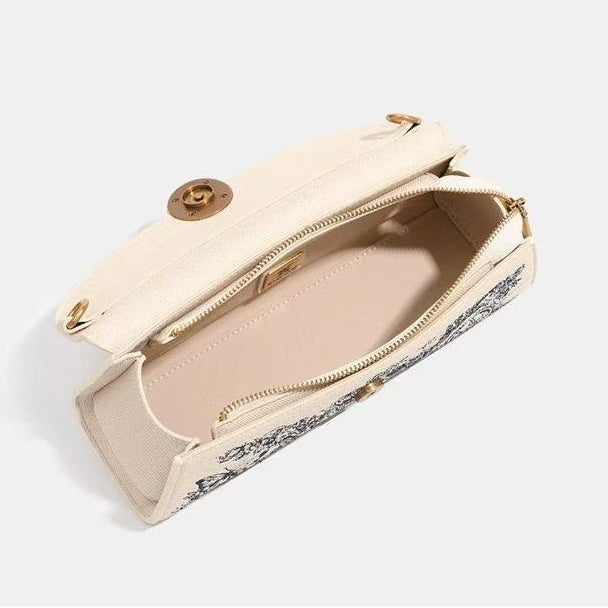 Mack Jharles Beige Floral Bag 🌸🦋 Elegant Clutch