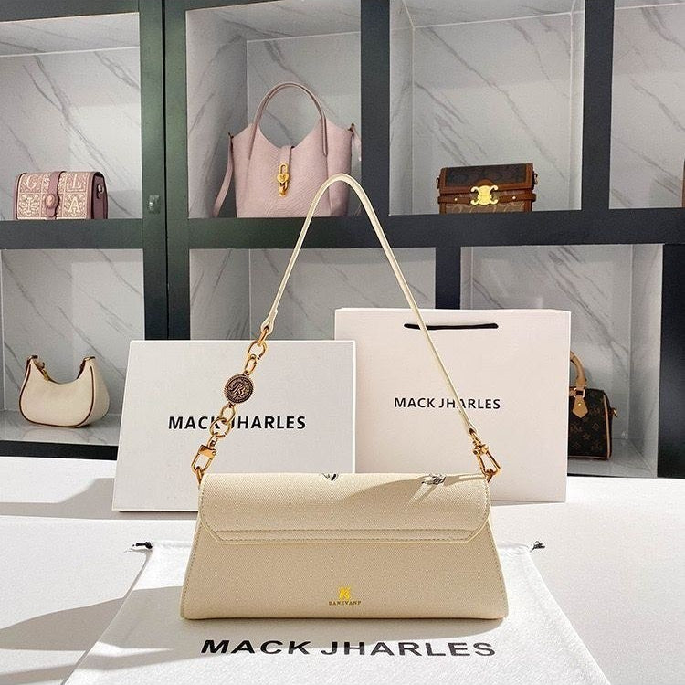 Mack Jharles Beige Floral Bag 🌸🦋 Elegant Clutch