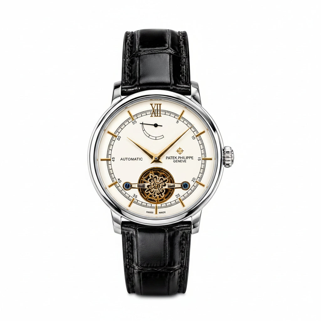 Patek Philippe Black Leather Automatic Swiss Watch ⌚⚫🇨🇭