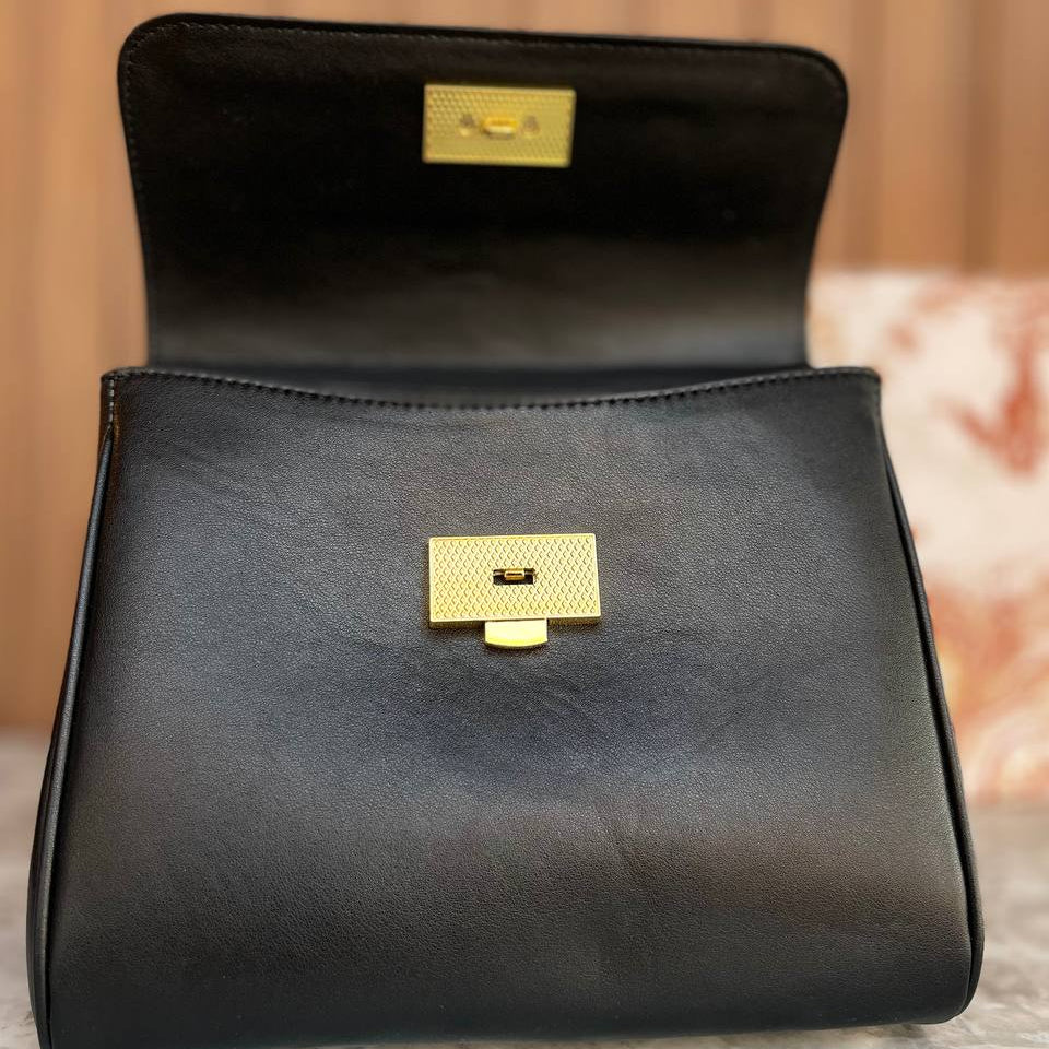 Dolce & Gabbana Structured Handbag with Gold-Tone Hardware