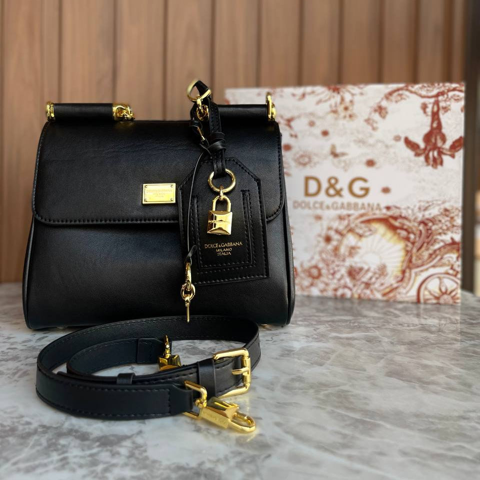 Dolce & Gabbana Structured Handbag with Gold-Tone Hardware