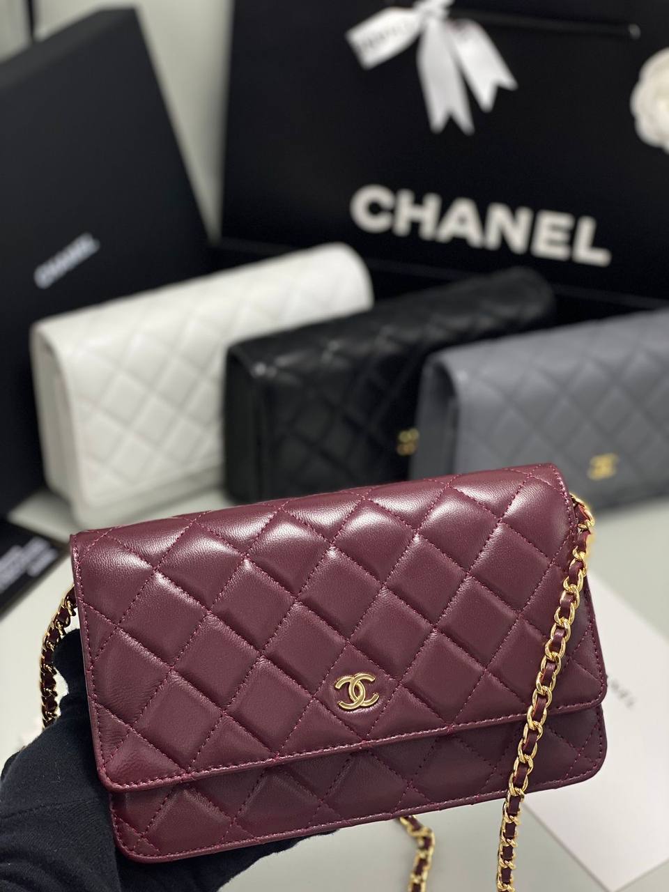 Chanel Classic Quilted Wallet on Chain in White Caviar Leather 💎✨👜