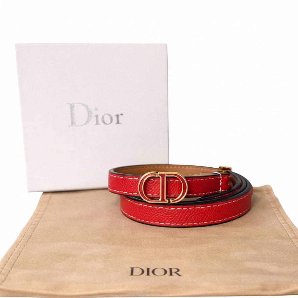 Dior Red & Beige Belt 💖 Luxury Accessory