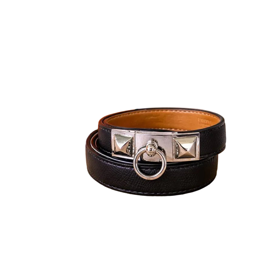 Hermès Rivale Double Tour Leather Bracelet Hardware 🖤⛓️✨