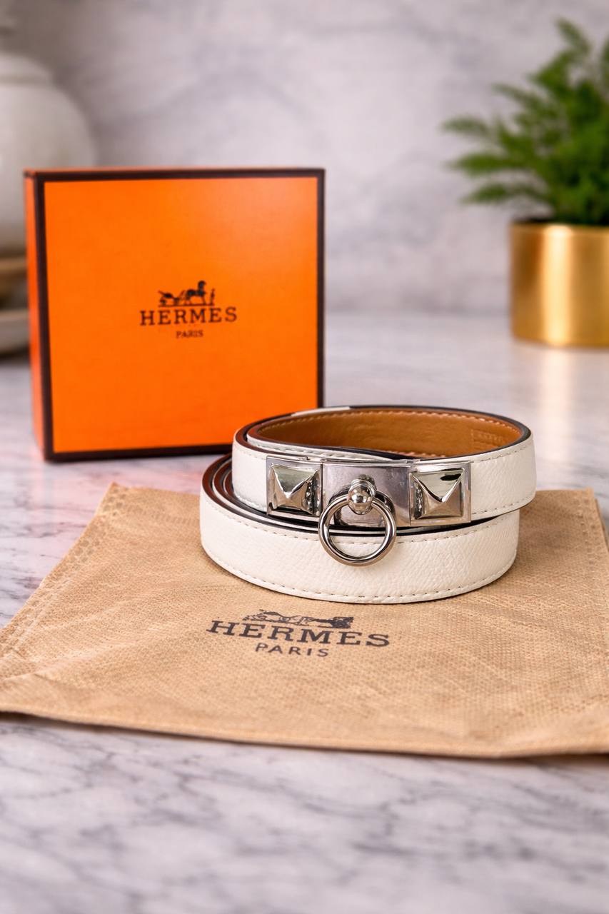 Hermès Rivale Double Tour Leather Bracelet Hardware 🖤⛓️✨