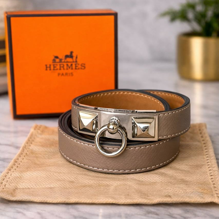 Hermès Rivale Double Tour Leather Bracelet Hardware 🖤⛓️✨
