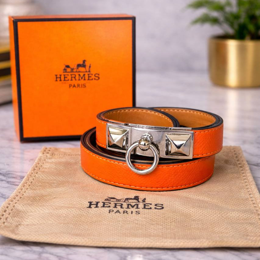 Hermès Rivale Double Tour Leather Bracelet Hardware 🖤⛓️✨