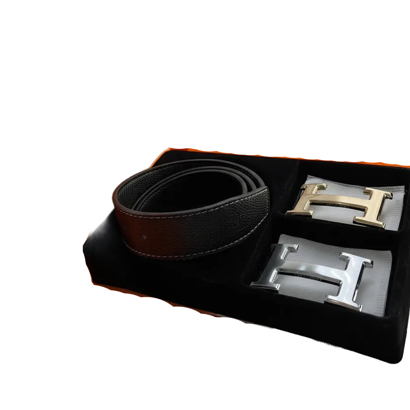 Hermès Constance Leather Belt Set with Dual Gold and Silver H Buckles ベルト 🐎💼✨