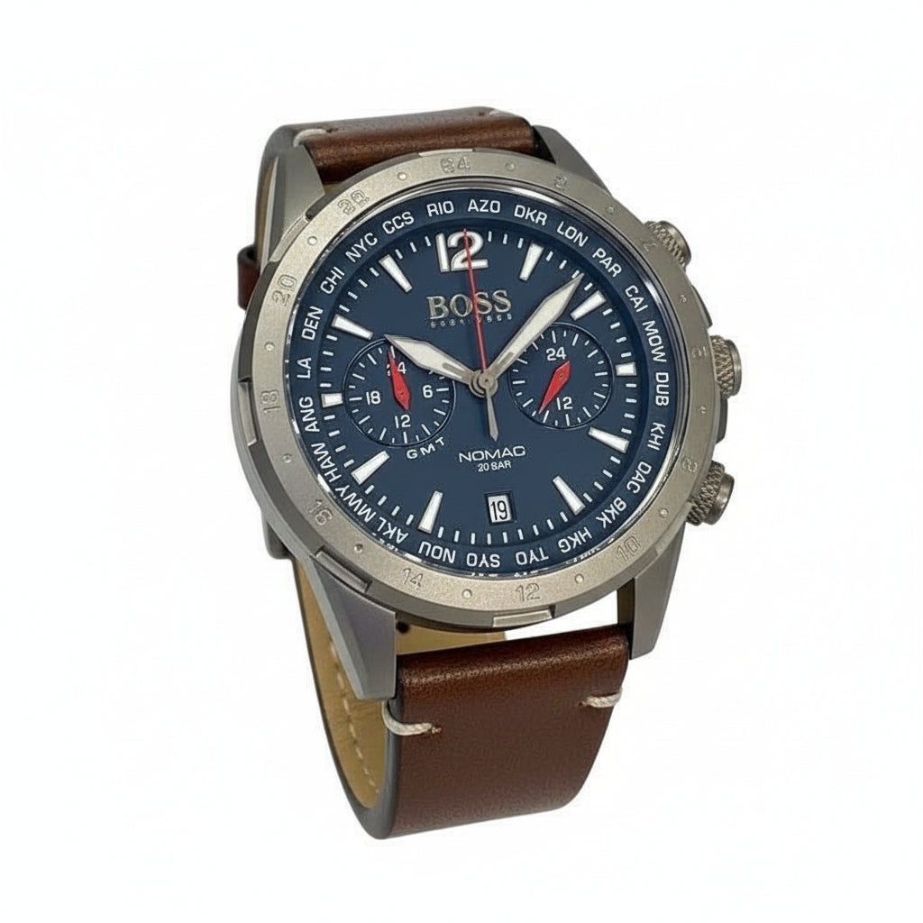 Boss Brown Leather Watch ⌚ Silver Accents ⏱️