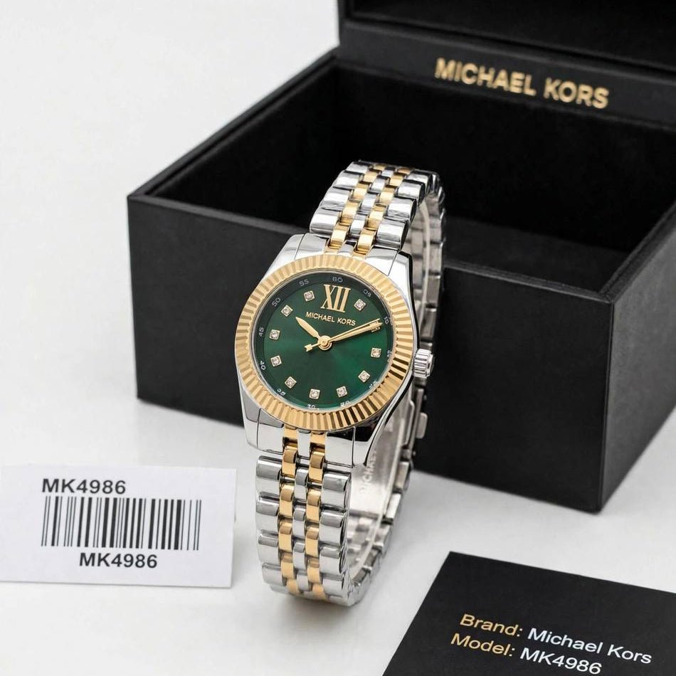 Michael Kors Silver Stainless Steel Watch with Radiant Red Dial