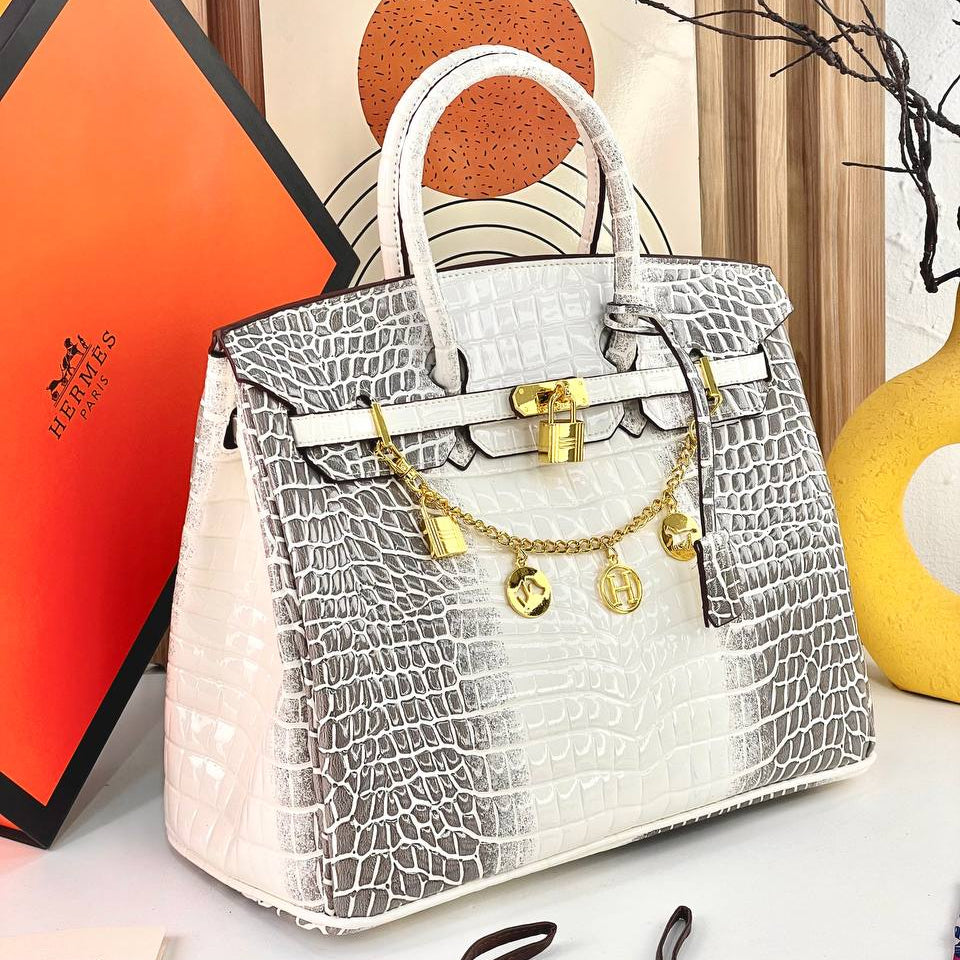 Emerald Crocodile Pattern Structured Handbag