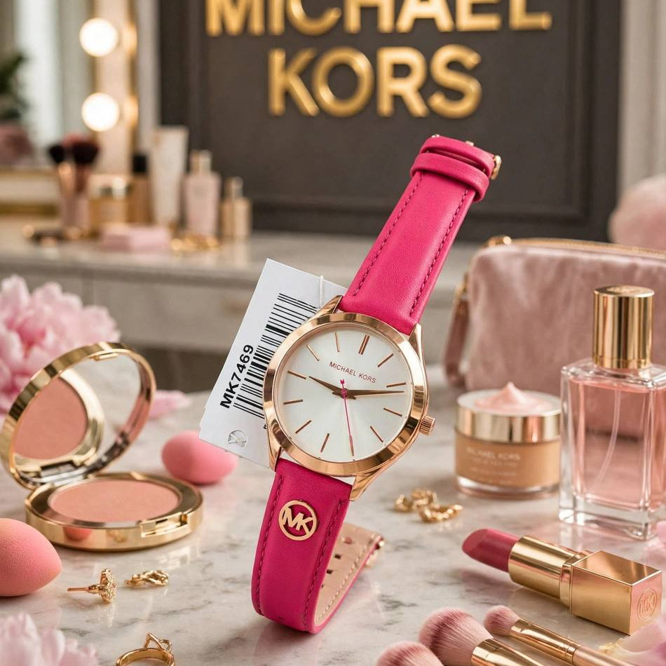 Michael Kors Turquoise Leather Strap Silver Tone Women Watch