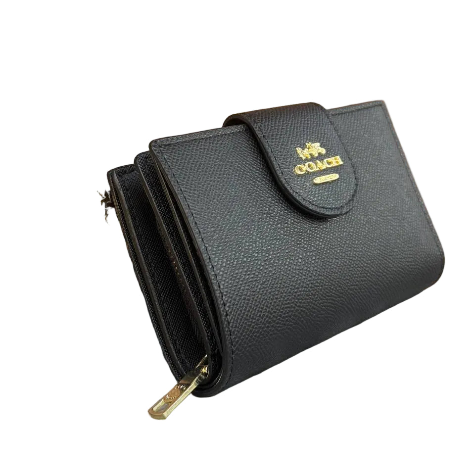 Coach Small Wallet in Black Crossgrain Leather 🖤✨💼