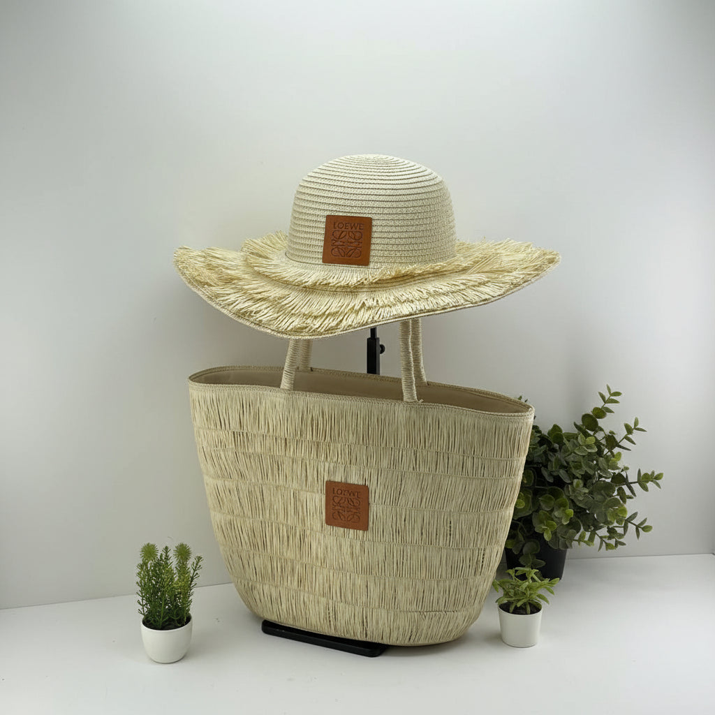 Loewe Beige Straw Tote Bag ☀️🌾 Chic Summer Essential
