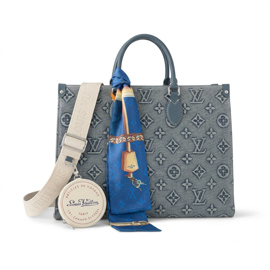 Louis Vuitton Monogram Denim Tote with Detachable Coin Purse