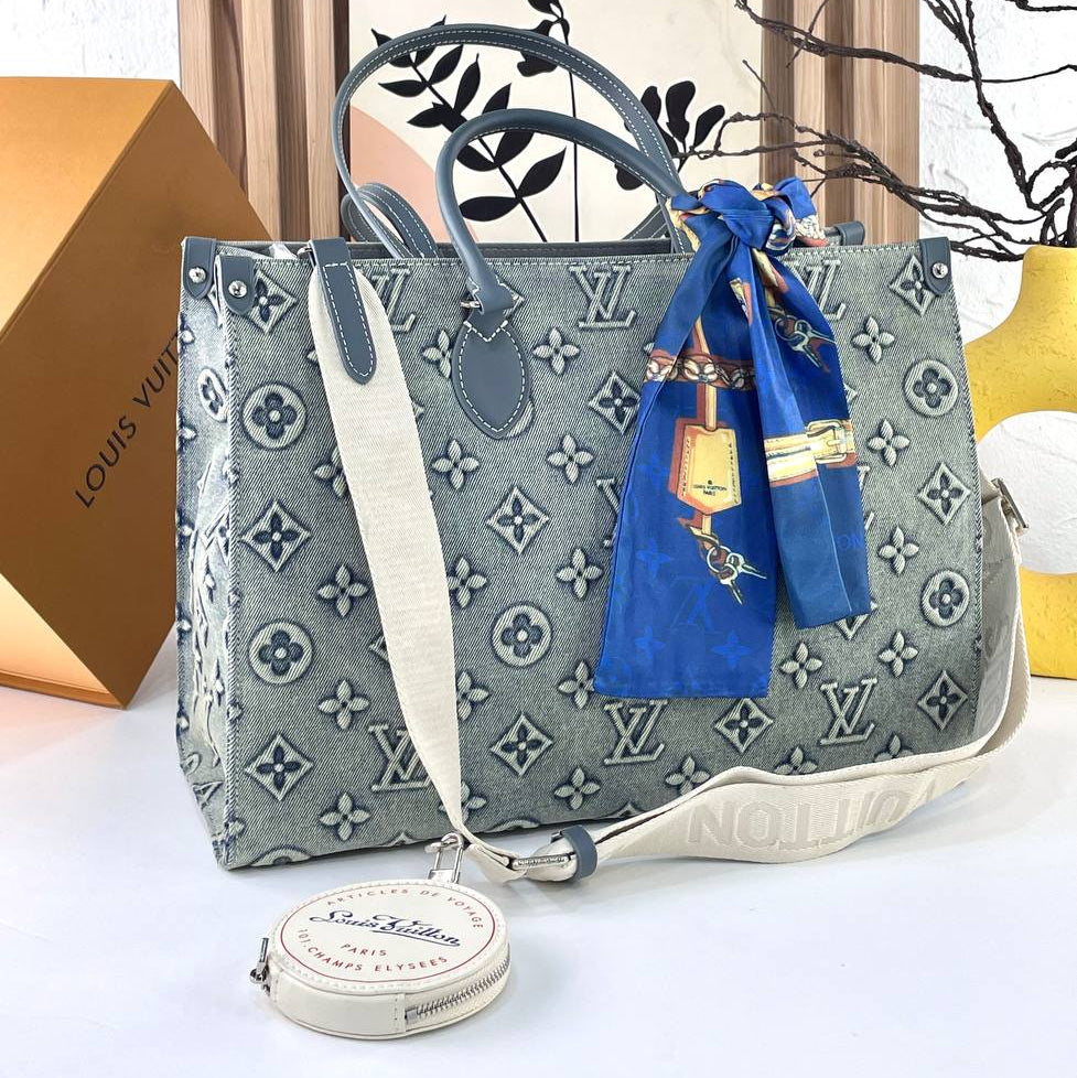 Louis Vuitton Monogram Denim Tote with Detachable Coin Purse