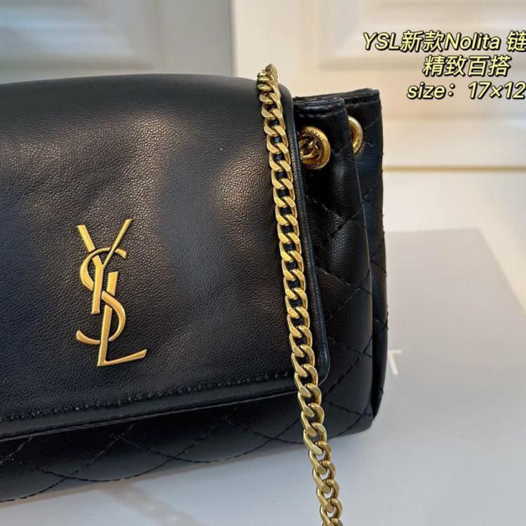 Saint Laurent Nolita Quilted Chain Bag in Black