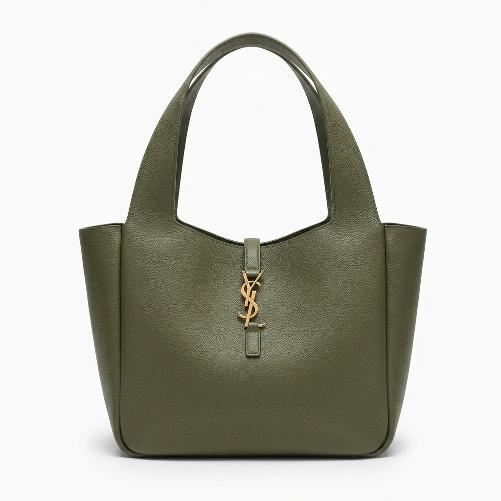 YSL Rive Gauche Leather Shopper Tote with Gold-Tone Hardware