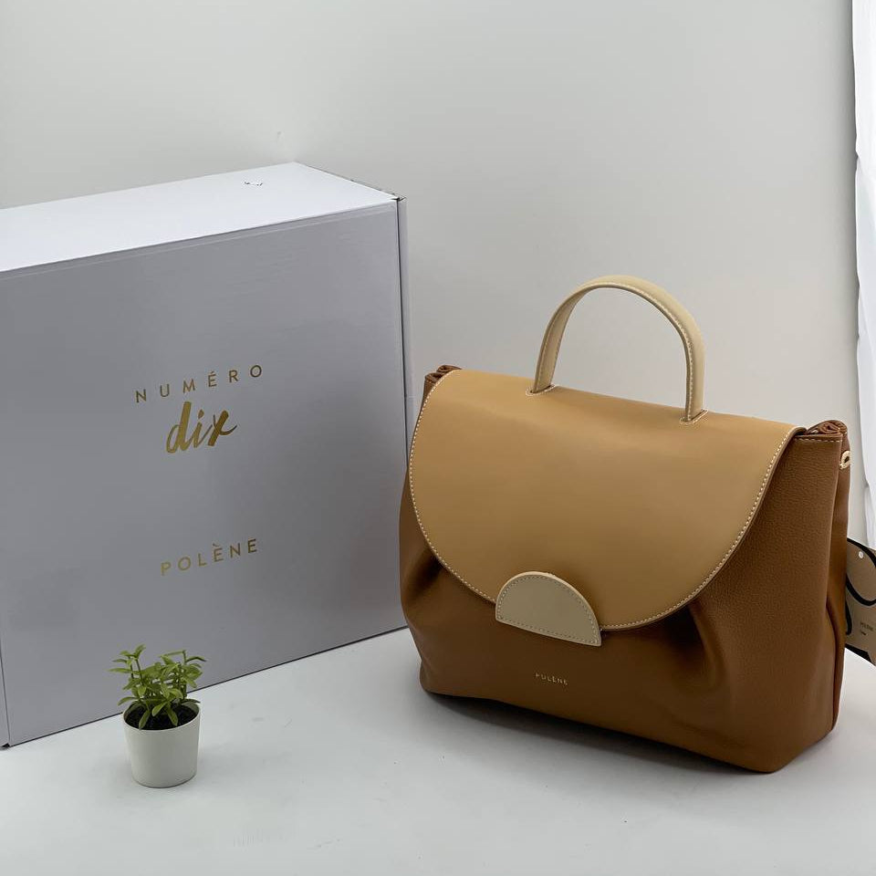 Polène Numéro Dix Multi color Textured Leather Handbag 👜✨💼
