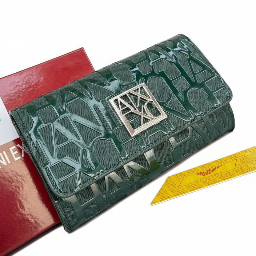 Armani Exchange Forest Green Logo Embossed Flap Bag 🌲👜✨