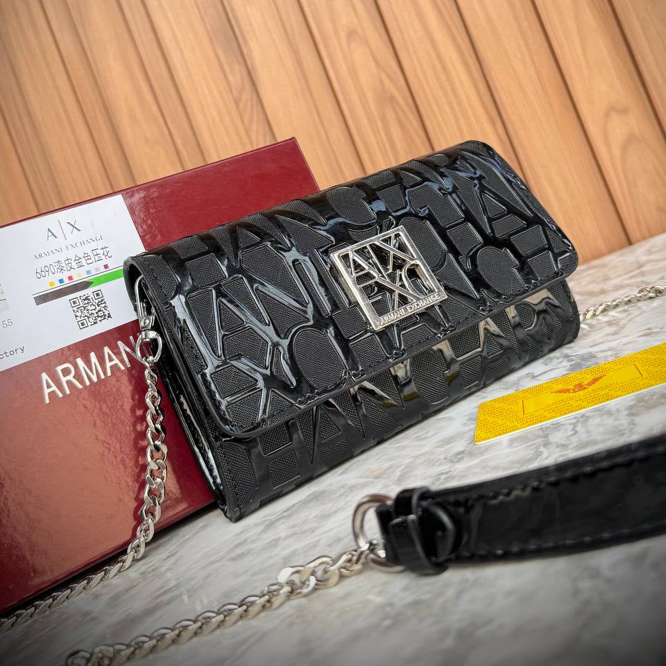 Armani Exchange Forest Green Logo Embossed Flap Bag 🌲👜✨