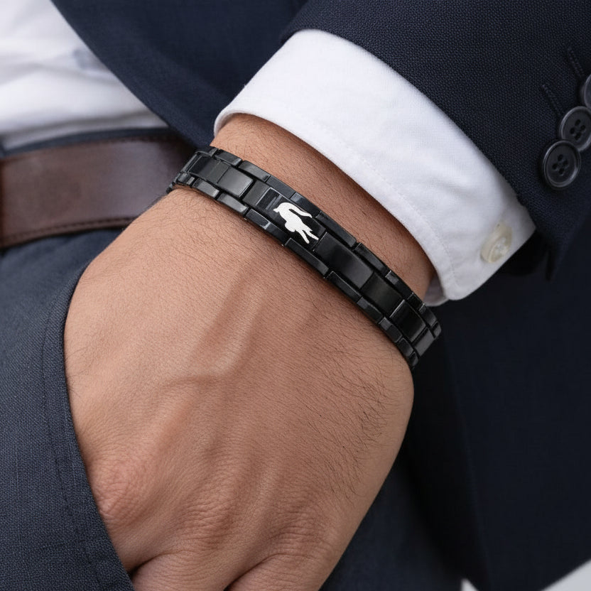Lacoste Stainless Steel Magnetic Bracelet 🖤💛🤍