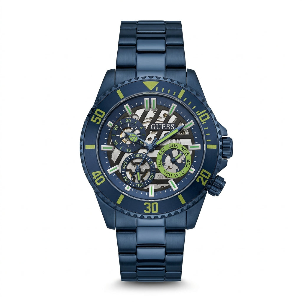 Guess Men's Blue Stainless Steel Multifunction Sport Watch
