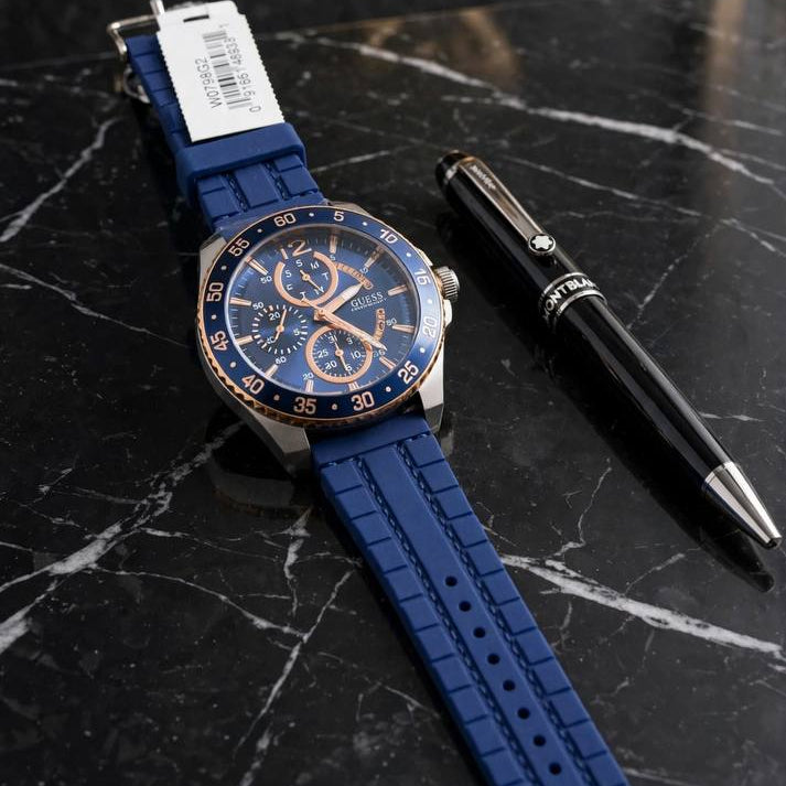 Guess Blue Silicone Chronograph Sport Watch