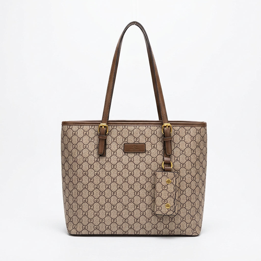 GD Monogram Tote Bag with Leather Style Trim