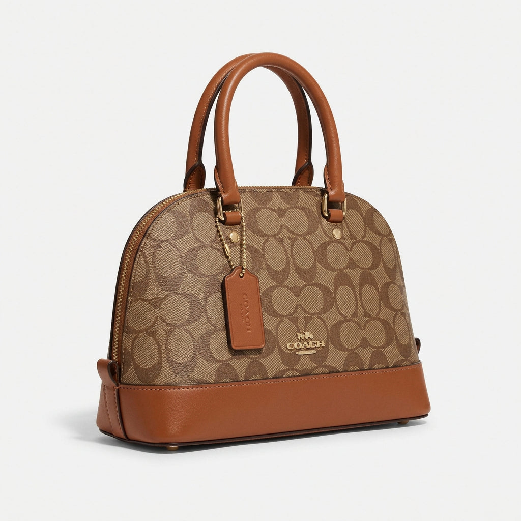 Coach Signature Canvas Dome Handbag with Logo Charm
